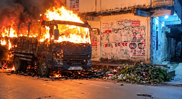 সিদ্ধিরগঞ্জে বাসে আগুন
