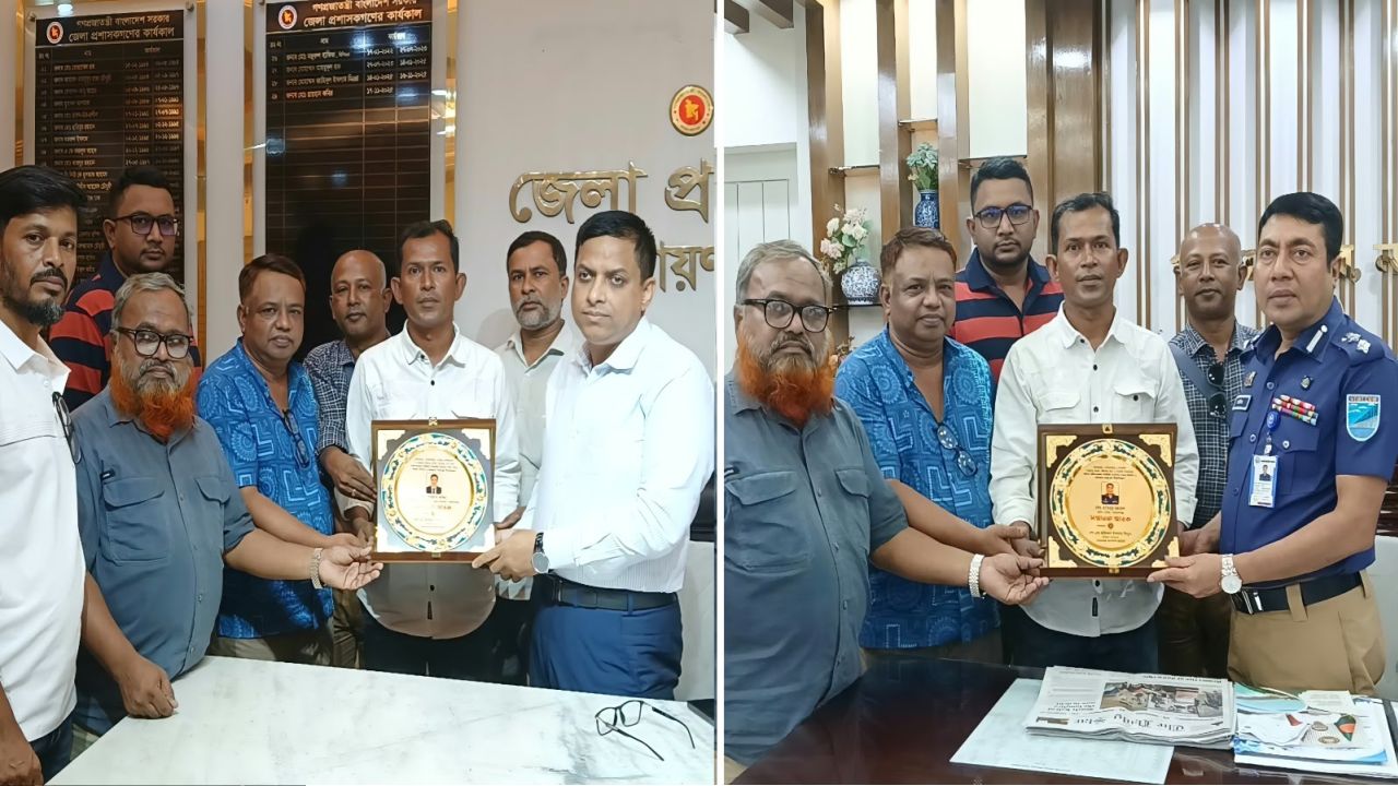 ডিসি ও এসপিকে জার্নালিস্ট ইউনিটির সম্মাননা