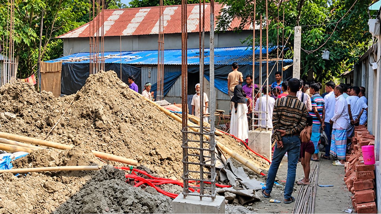 রূপগঞ্জে অবৈধ স্থাপনা নির্মাণ, আদালতের নির্দেশে বন্ধ করলো পুলিশ