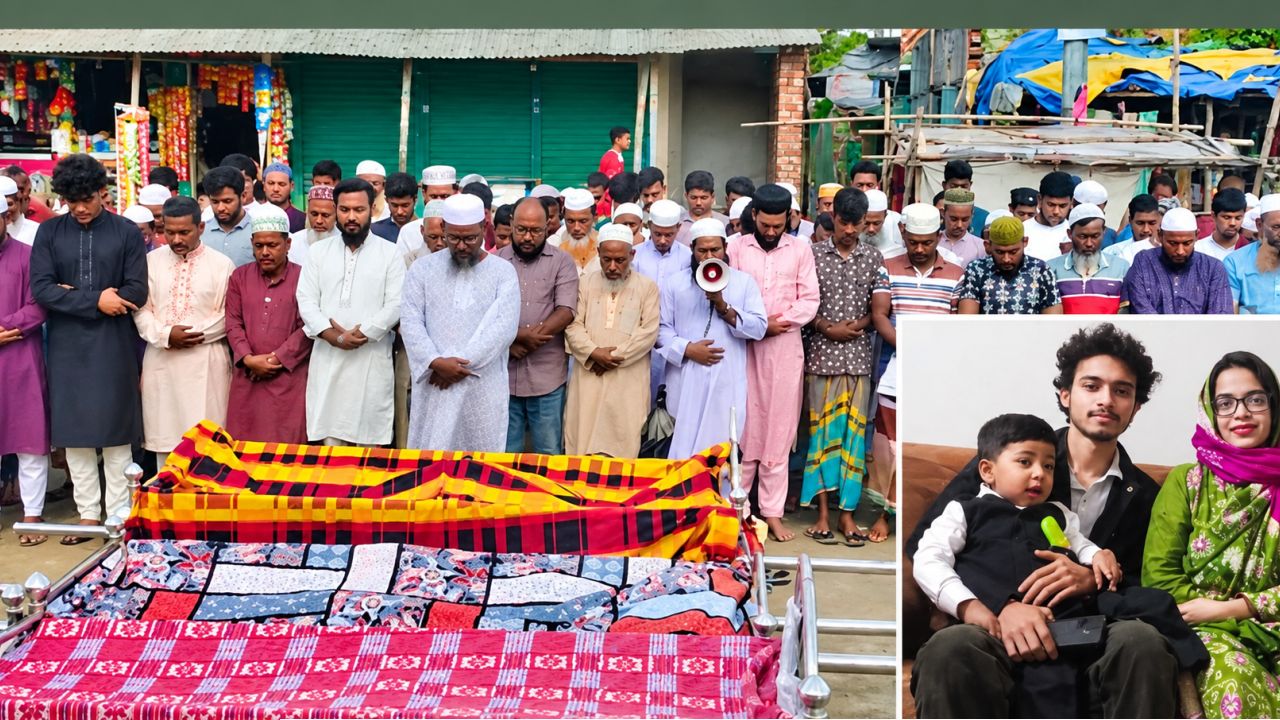 কক্সবাজারে রিসোর্টে আগুনে নিহত ফতুল্লায় একই পরিবারের তিনজনের দাফন